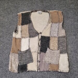 Exclusive Imports Sweater Vest Womens Size L Multicolor Patchwork Knit Boho Vest